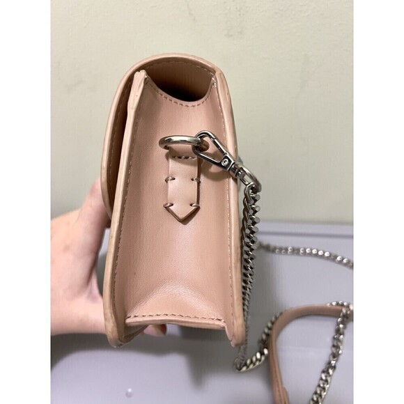 Zara TRF Light Pink Tan Crossbody Handbag Silver Chain Studded Purse Clutch - Picture 8 of 8